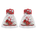 Tie Hand Towel (Poinsettia W/ Ornaments) - Set of 2