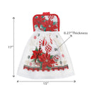 Tie Hand Towel (Poinsettia W/ Ornaments) - Set of 2