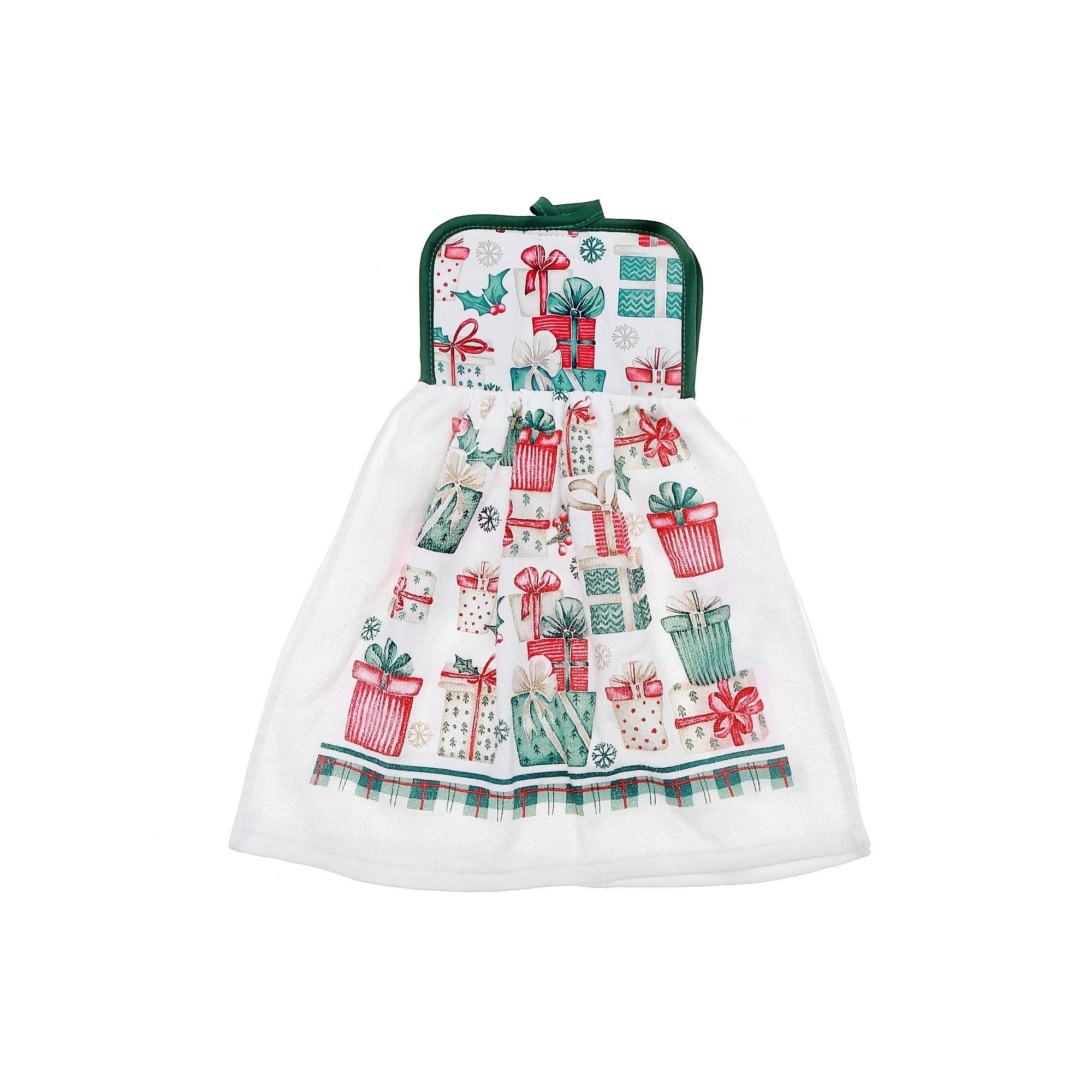 Tie Hand Towel Set of 2 Presents – Holiday Kitchen Linens, Christmas Hand Towel, Festive Cooking & Baking Accessory