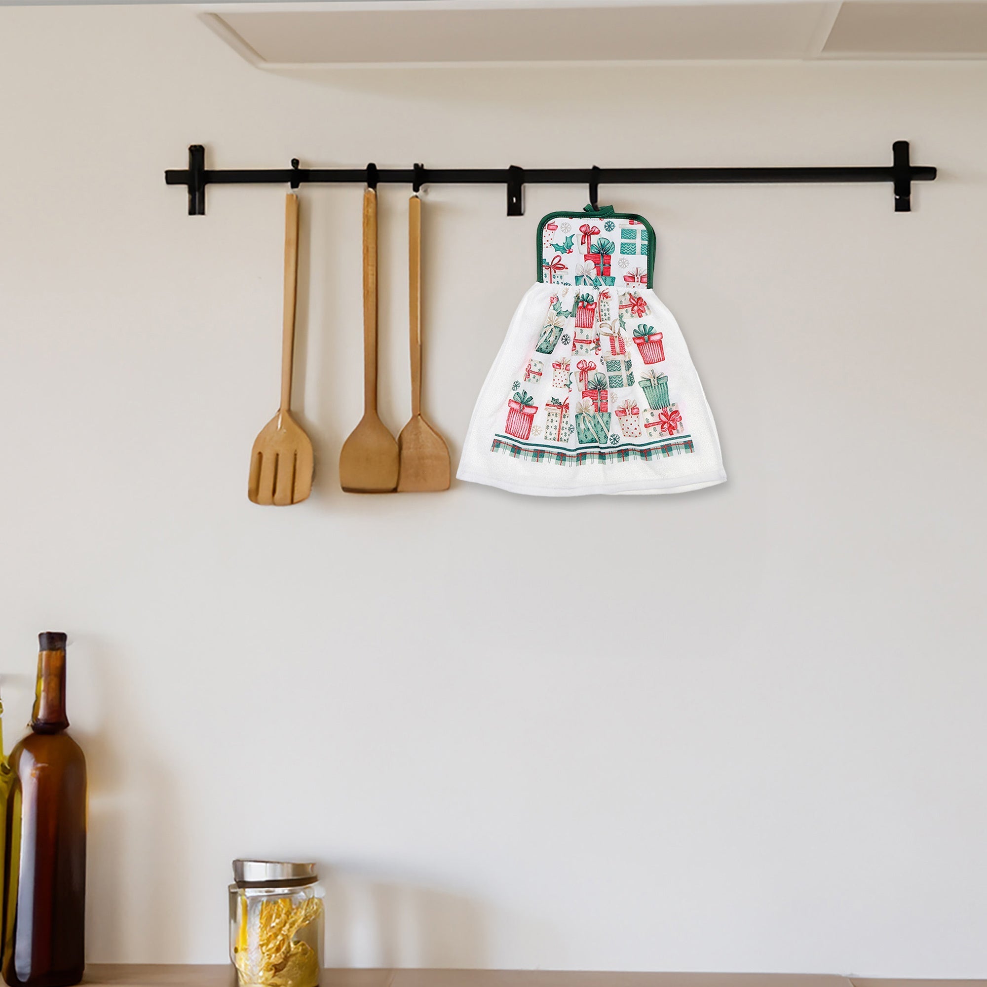 Tie Hand Towel Set of 2 Presents – Holiday Kitchen Linens, Christmas Hand Towel, Festive Cooking & Baking Accessory