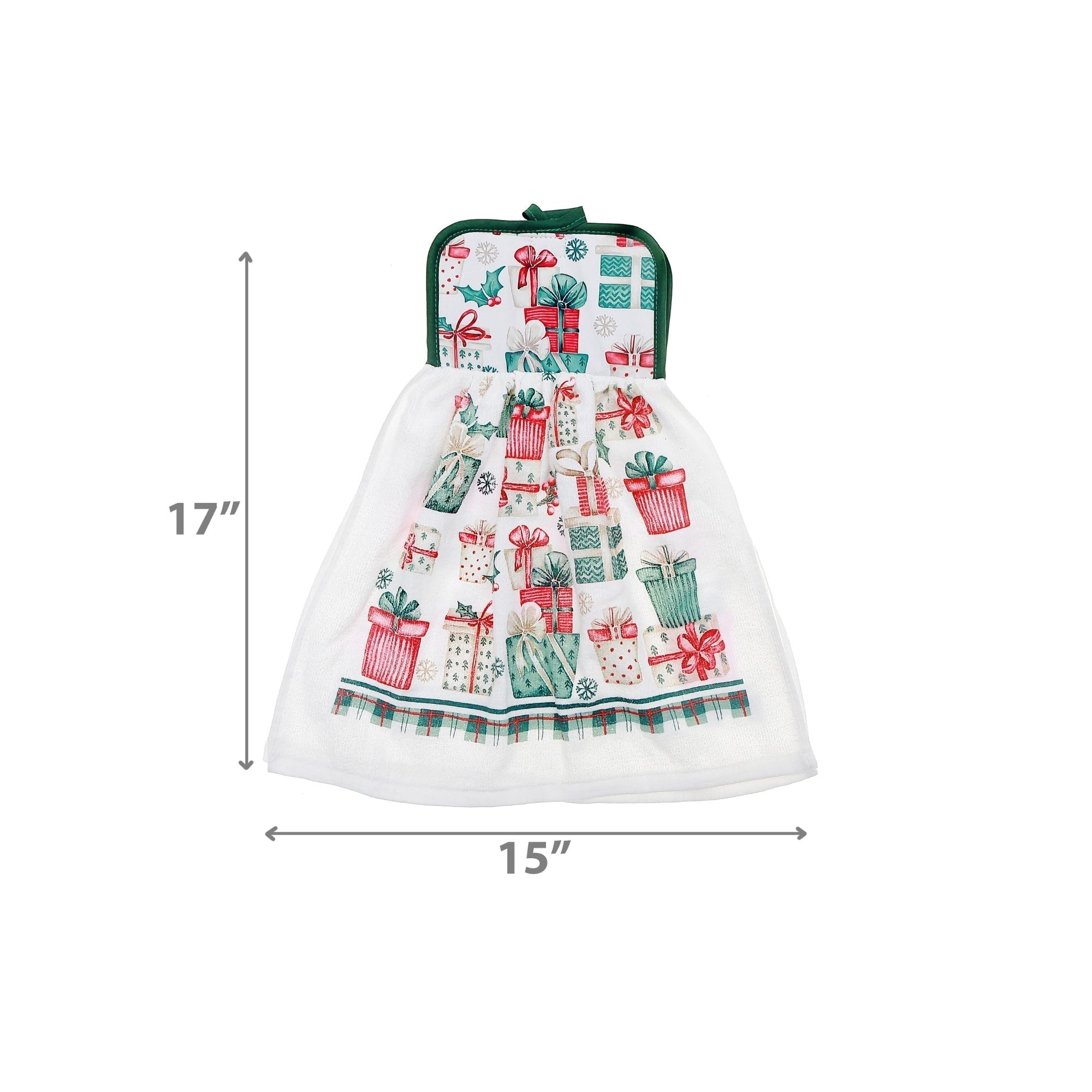 Tie Hand Towel Set of 2 Presents – Holiday Kitchen Linens, Christmas Hand Towel, Festive Cooking & Baking Accessory