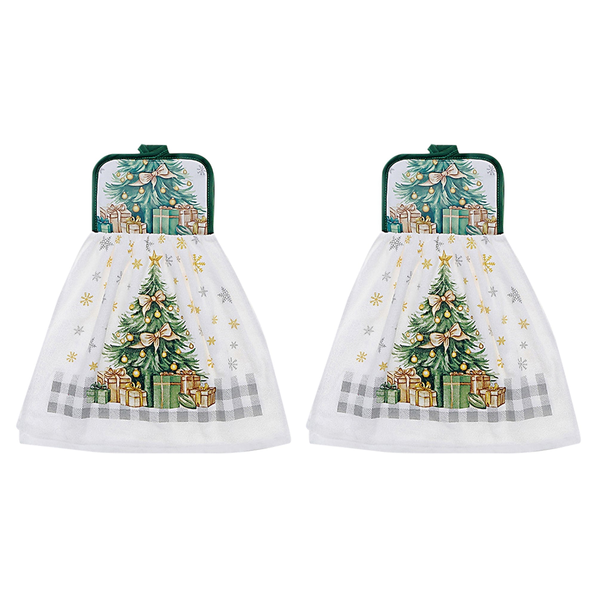 Tie Hand Towel Set of 2 Christmas Tree – Holiday Kitchen Linens, Christmas Hand Towel, Festive Cooking & Baking Accessory