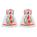 Tie Hand Towel ((Cardinals Perched On Wreath) - Set of 2