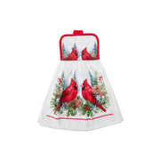 Tie Hand Towel Double Cardinal, Christmas, Kitchen Towel, Holiday Decor- Set of 2