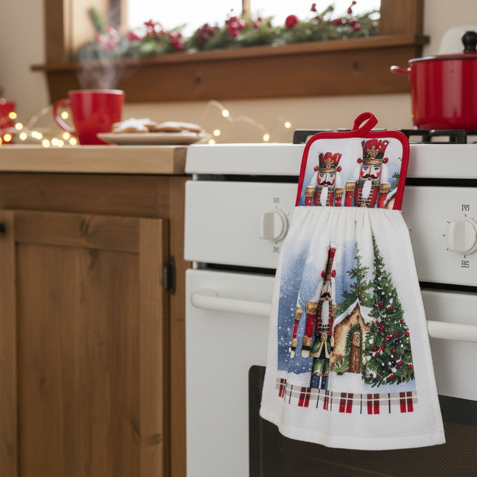 Tie Hand Towel Nutcracker Twin, Christmas, Kitchen Towel, Holiday Decor- Set of 2