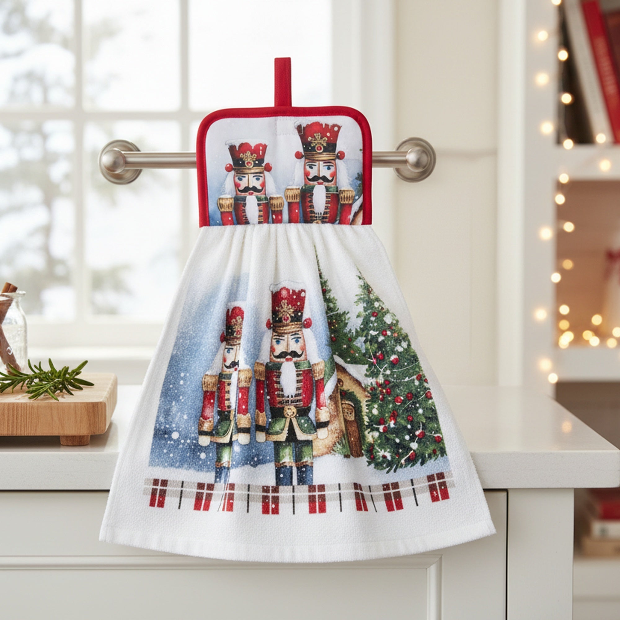 Tie Hand Towel Nutcracker Twin, Christmas, Kitchen Towel, Holiday Decor- Set of 2