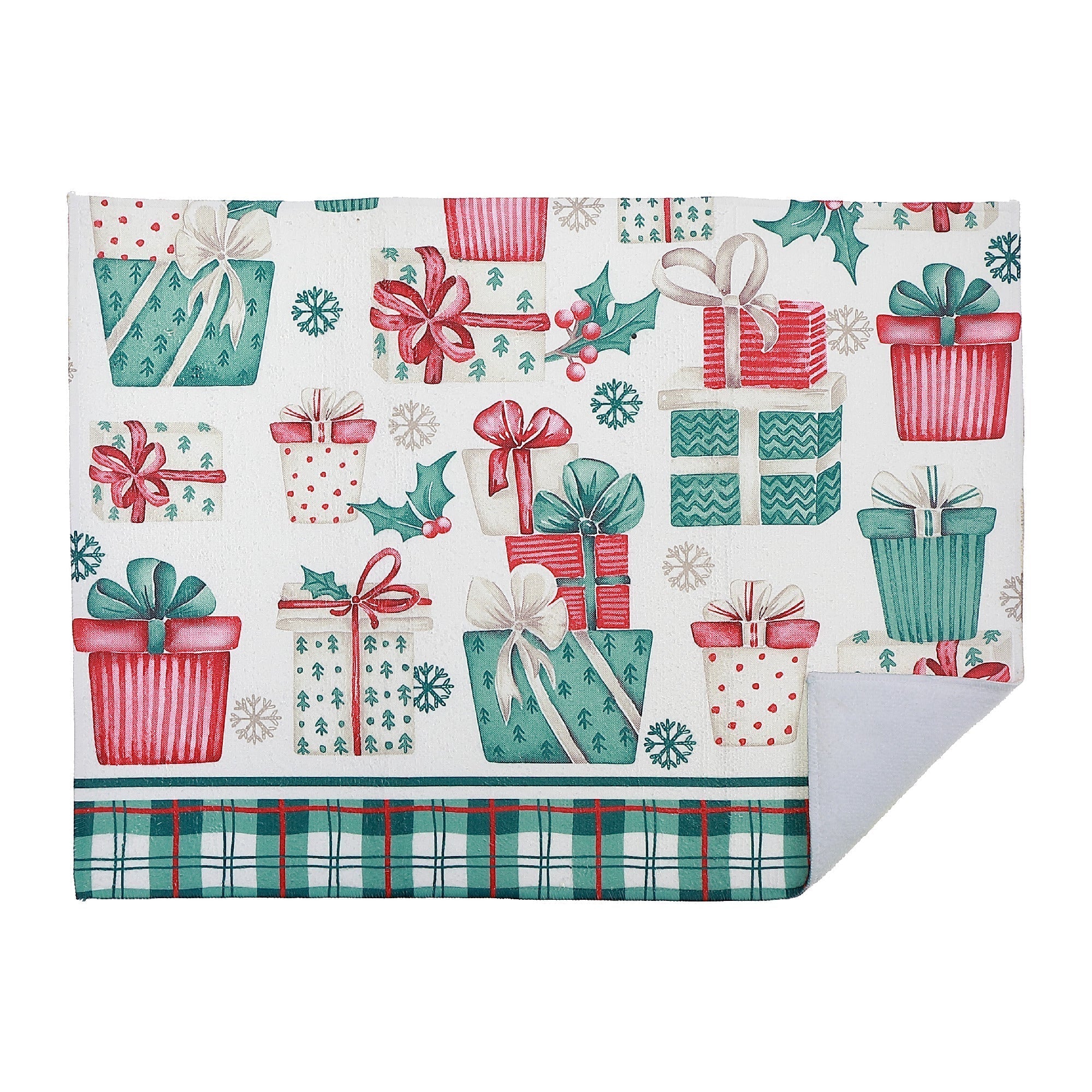 Microfibre Drying Mat Set of 2 Presents – Christmas Kitchen Linen, Holiday Counter Accessory, Festive Dish Drying Mat