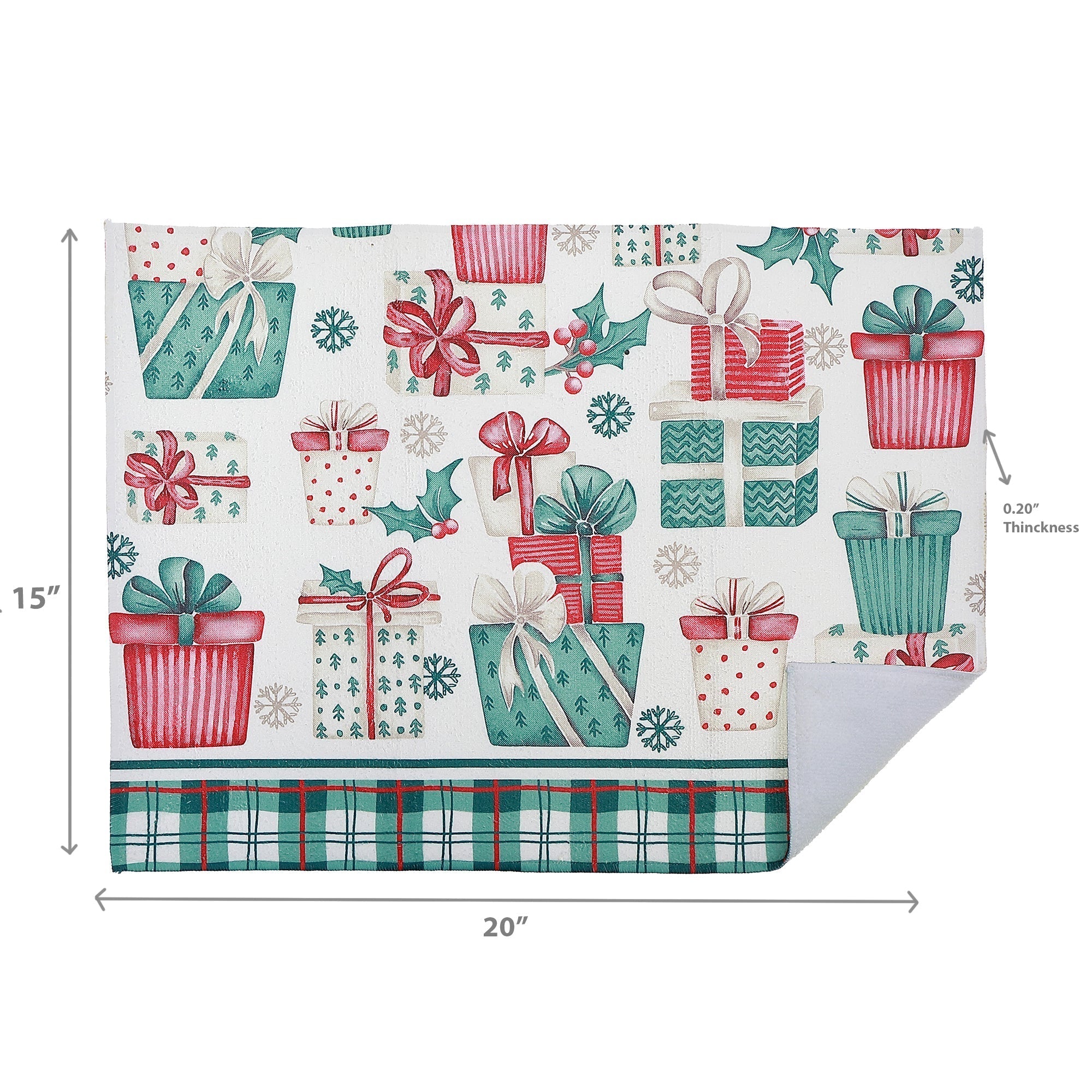 Microfibre Drying Mat Set of 2 Presents – Christmas Kitchen Linen, Holiday Counter Accessory, Festive Dish Drying Mat