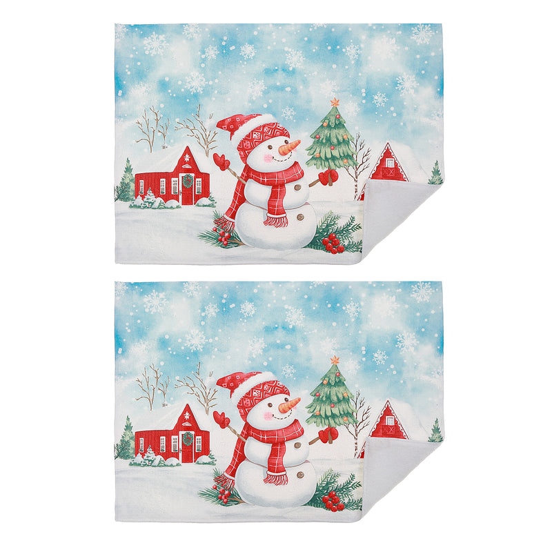 Microfibre Drying Mat (Snowman) - Set of 2