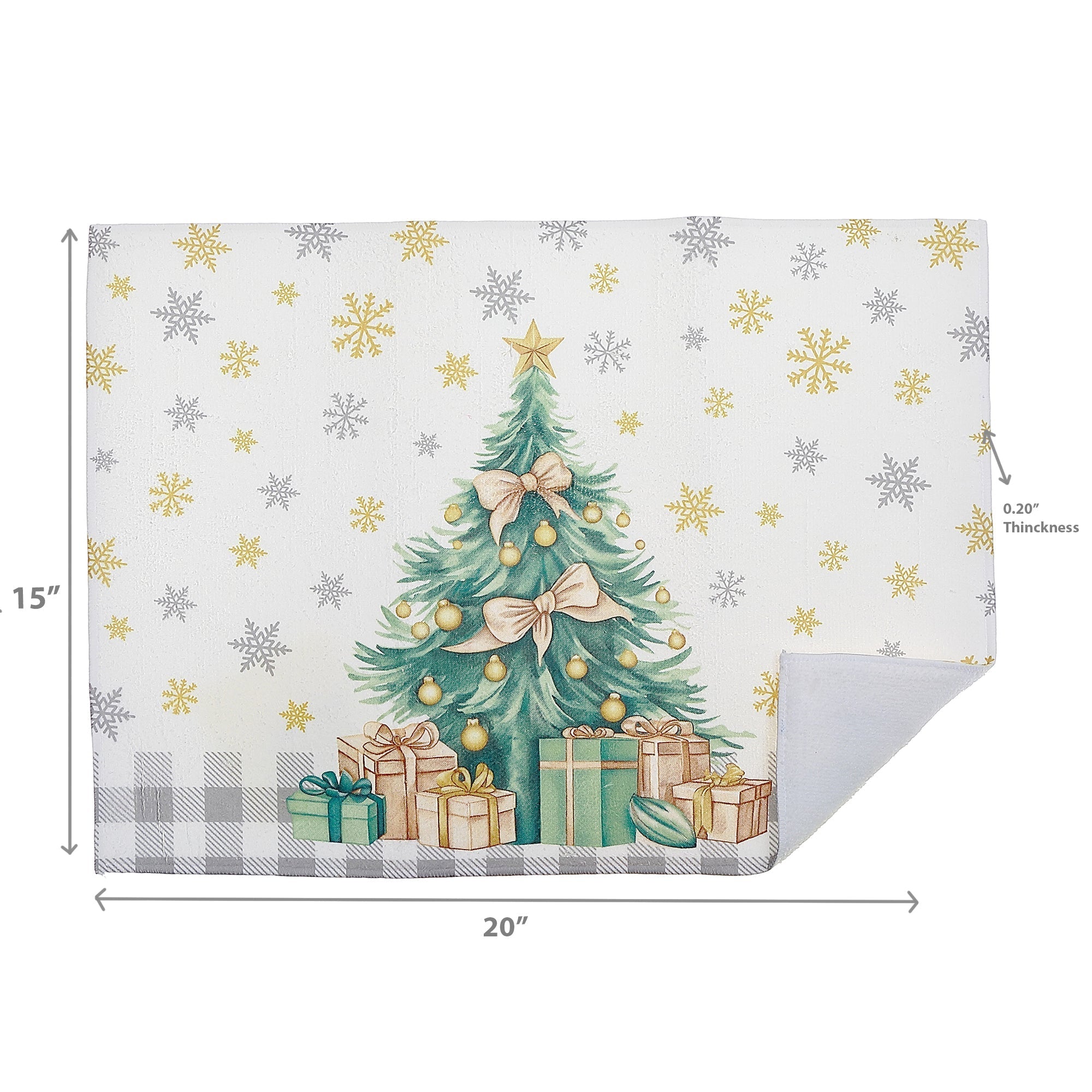 Microfibre Drying Mat Set of 2 Christmas Tree – Christmas Kitchen Linen, Holiday Counter Accessory, Festive Dish Drying Mat