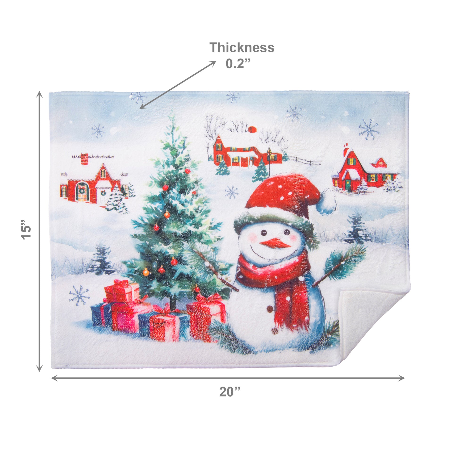 Microfiber Drying Mat Snowman with Tree, Christmas, Kitchen Towel, Holiday Decor- Set of 2