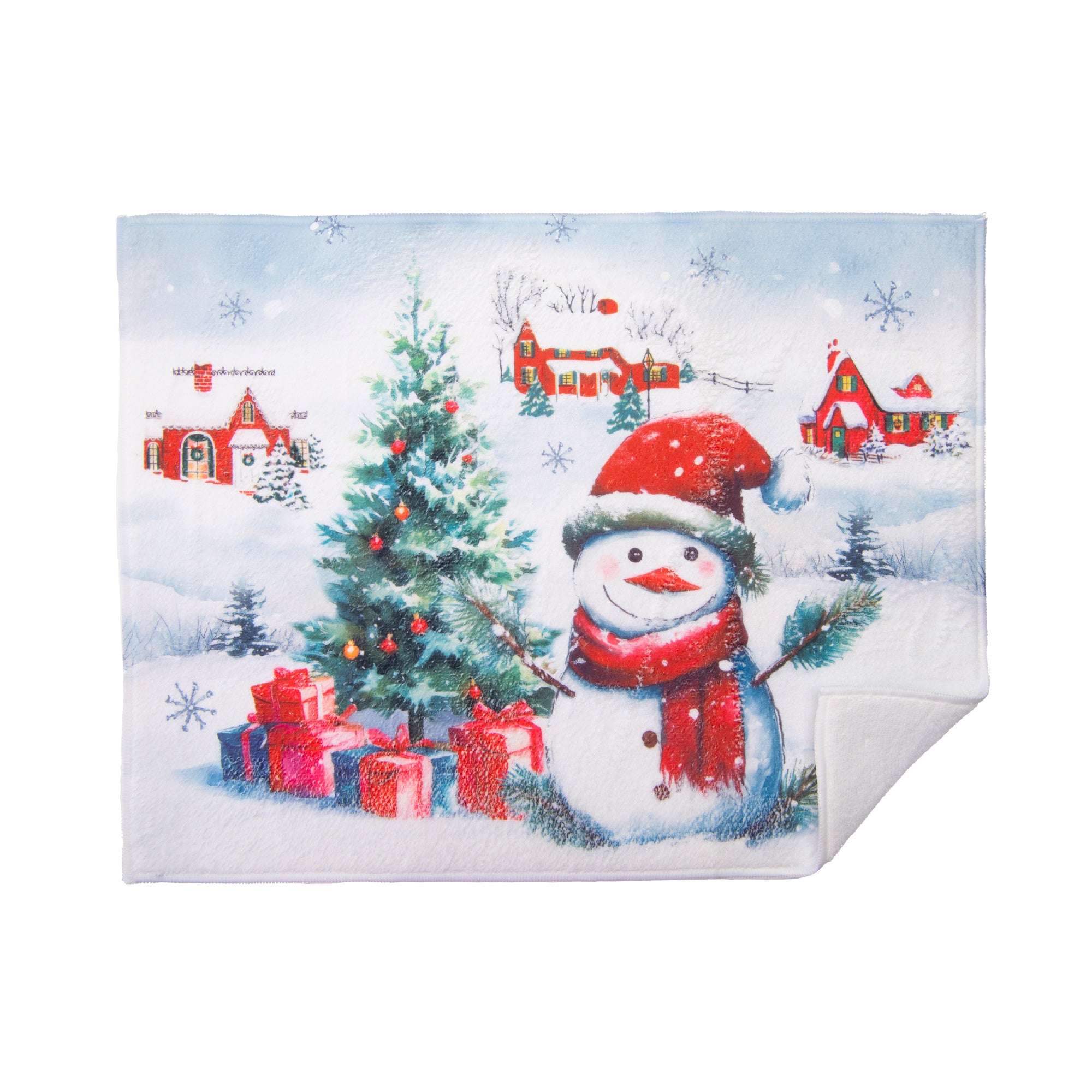 Microfiber Drying Mat Snowman with Tree, Christmas, Kitchen Towel, Holiday Decor- Set of 2