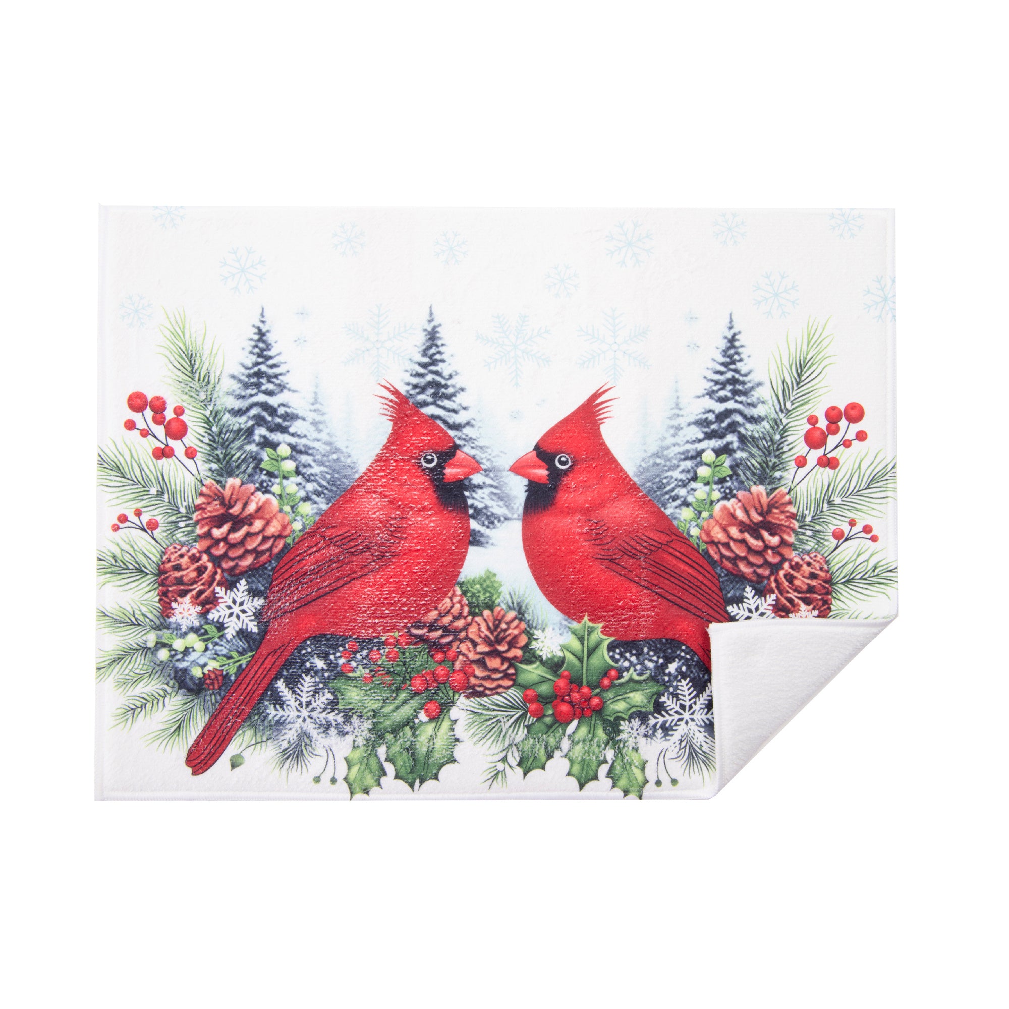 Microfiber Drying Mat Double Cardinal, Christmas, Kitchen Towel, Holiday Decor- Set of 2