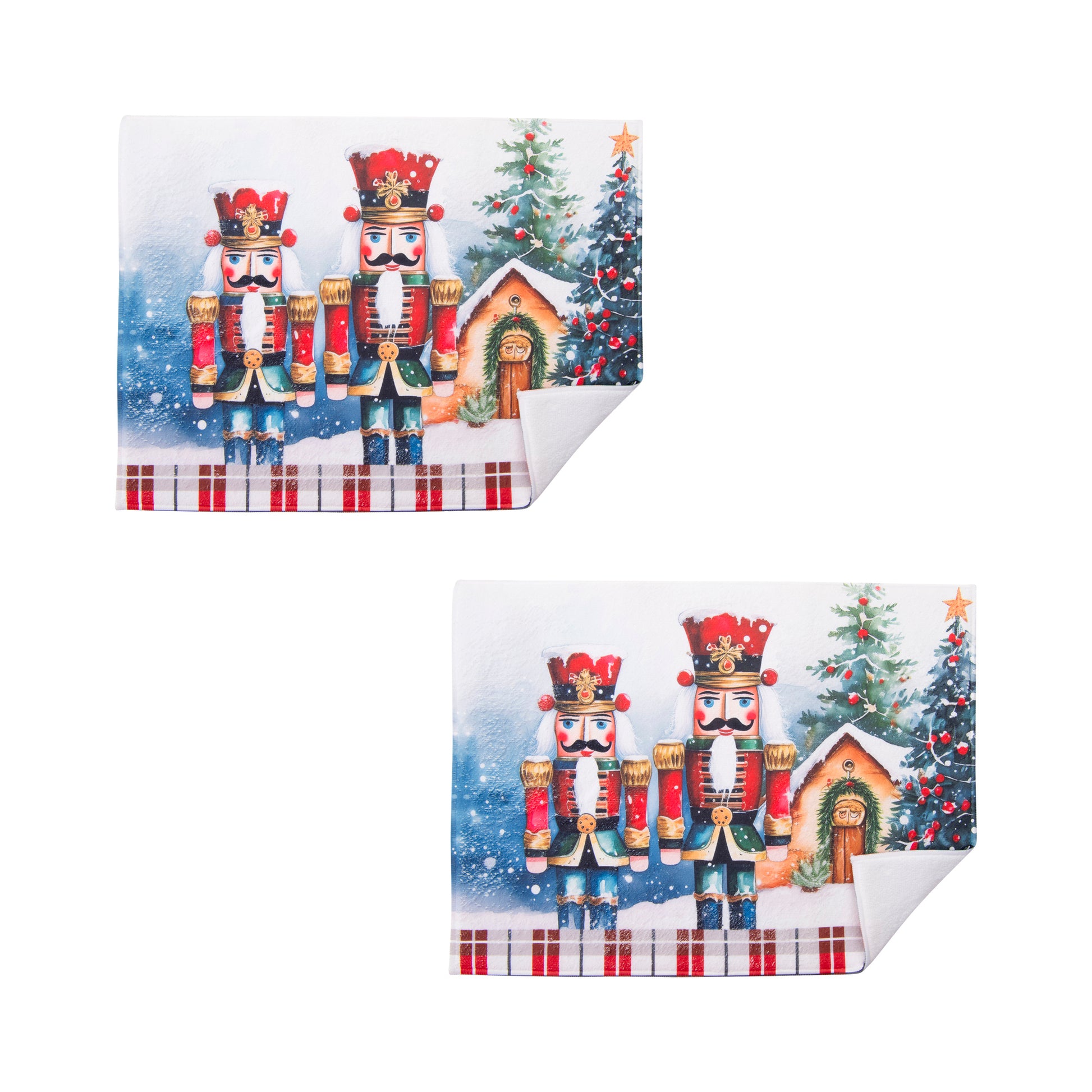 Microfiber Drying Mat Nutcracker Twin, Christmas, Kitchen Towel, Holiday Decor- Set of 2