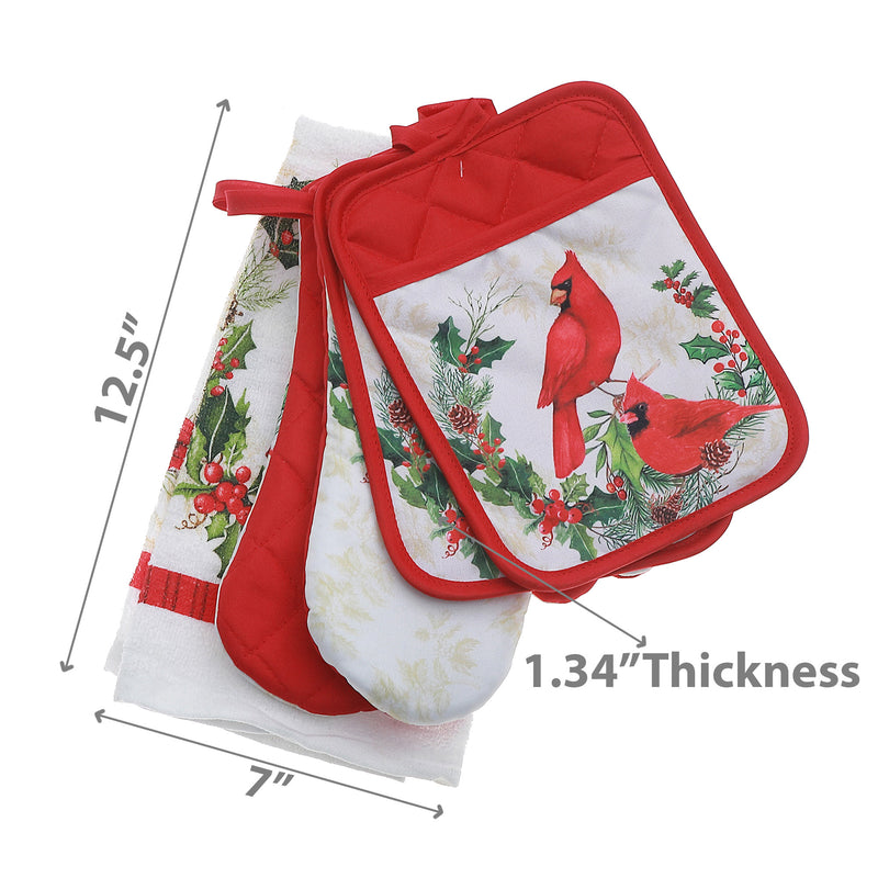 5 Pc Kitchen Set (Cardinals Perched On Wreath)