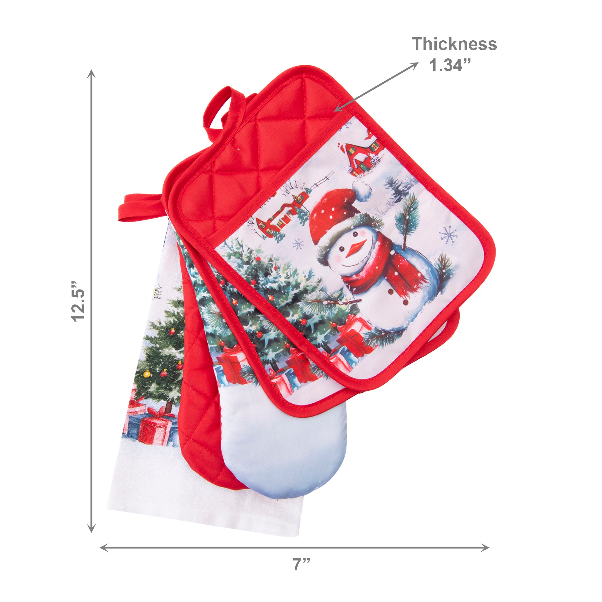 5 Piece Kitchen Set Snowman with Tree, Christmas, Holiday Decor