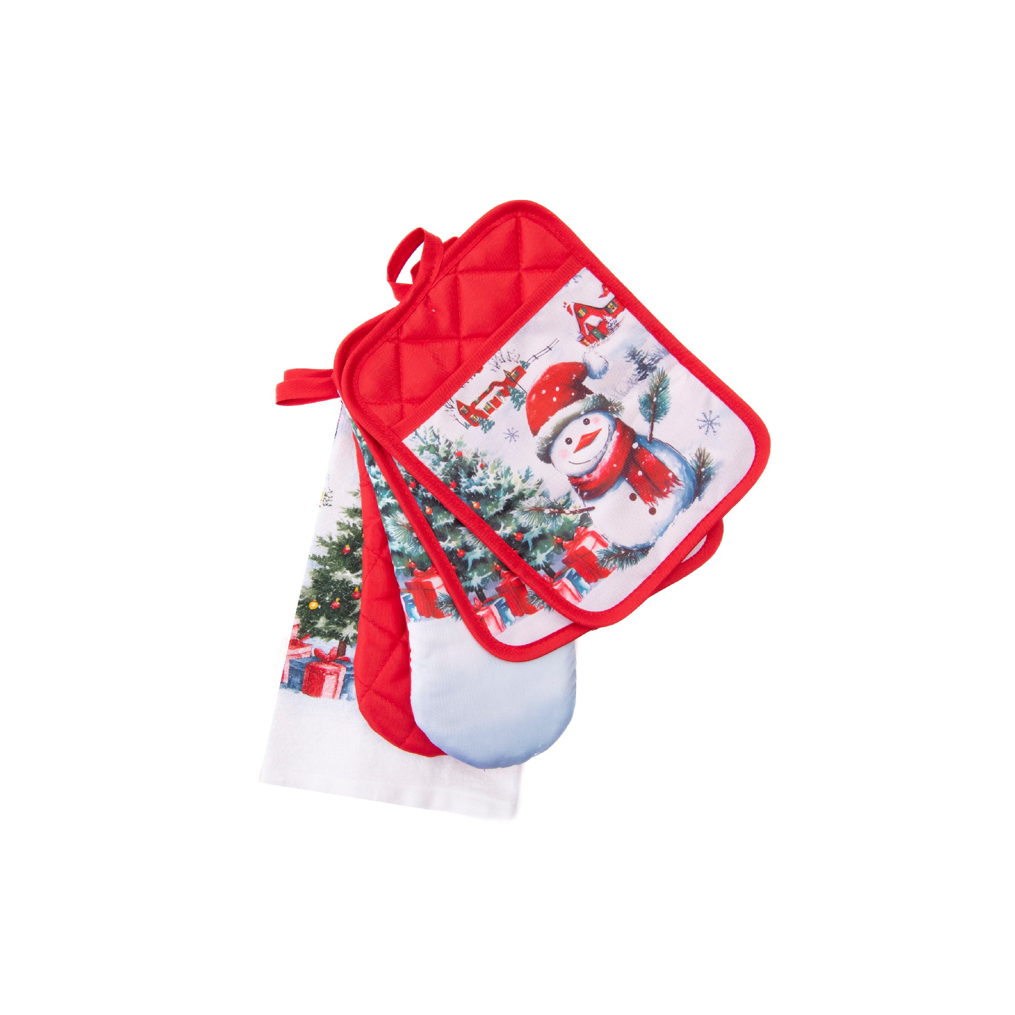 5 Piece Kitchen Set Snowman with Tree, Christmas, Holiday Decor
