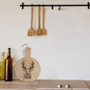 10" Mango Wood Round Reindeer Etched Cheese Board