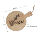 10" Mango Wood Round Reindeer Etched Cheese Board