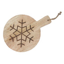 10" Mango Wood Round Snow Flake Etched Cheese Board