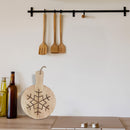 10" Mango Wood Round Snow Flake Etched Cheese Board