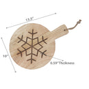 10" Mango Wood Round Snow Flake Etched Cheese Board