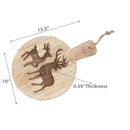 10" Mango Wood Round Two Reindeers Etched Cheese Board