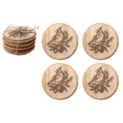 Set of 4 Beaded Round Cardinal Etched Coasters, Christmas, Holiday Decor