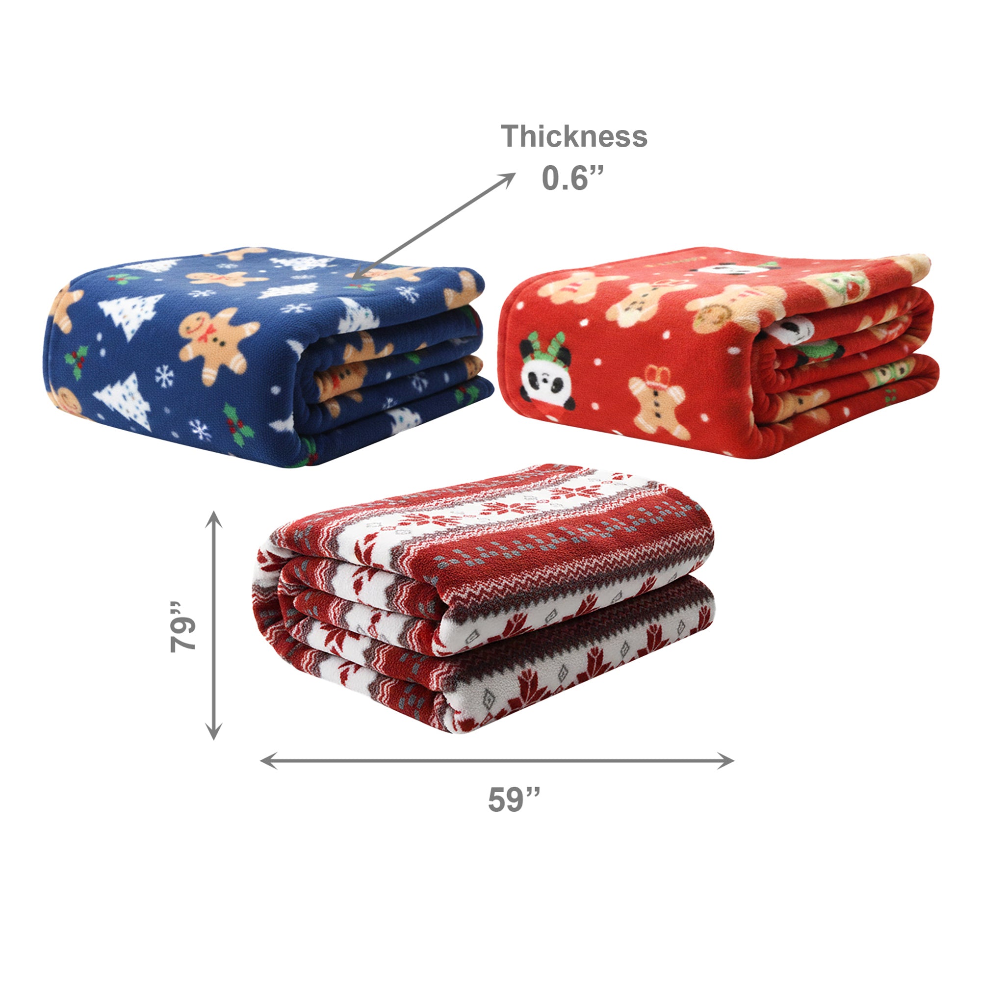 Holiday Print Flannel Fleece Throw Assorted 59 X 79, Throw Blanket, Holiday Decor