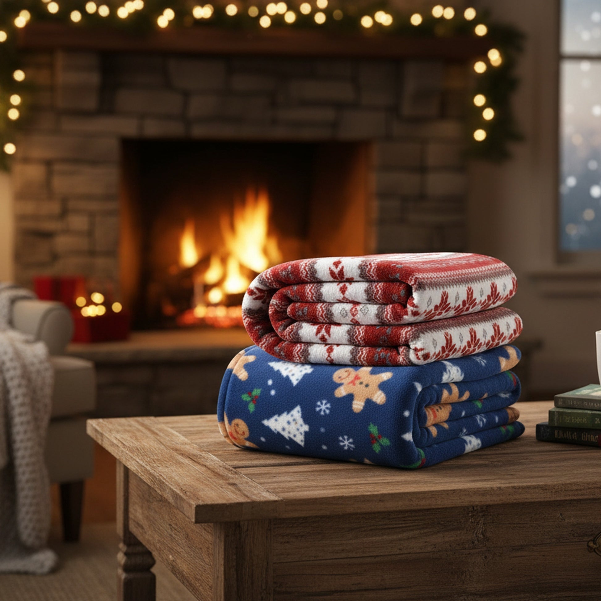 Holiday Print Flannel Fleece Throw Assorted 59 X 79, Throw Blanket, Holiday Decor