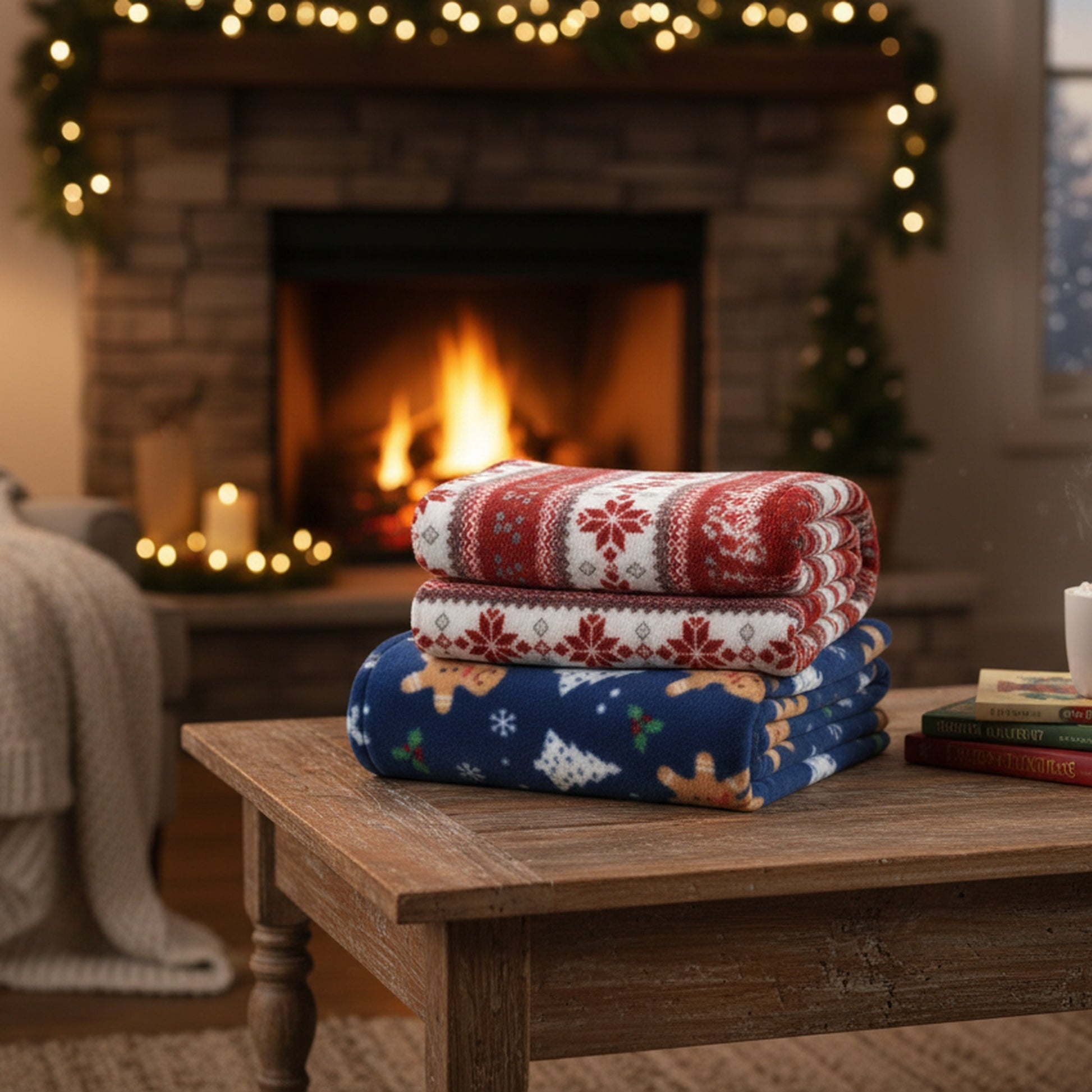 Holiday Print Flannel Fleece Throw Assorted 59 X 79, Throw Blanket, Holiday Decor