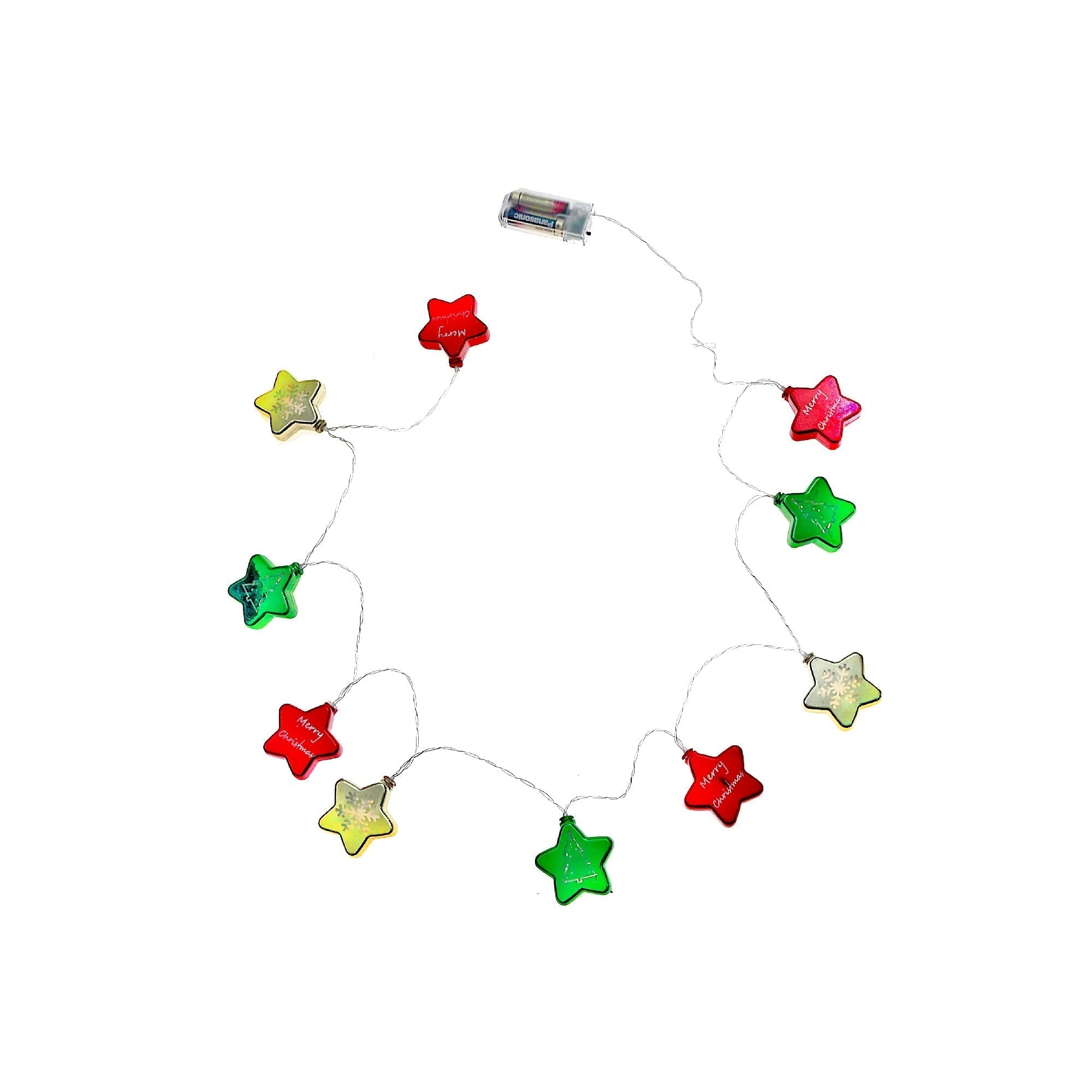 LED String Light 10L Metallic Stars – Christmas Party Lighting, Holiday Room Decor, Festive String Lights