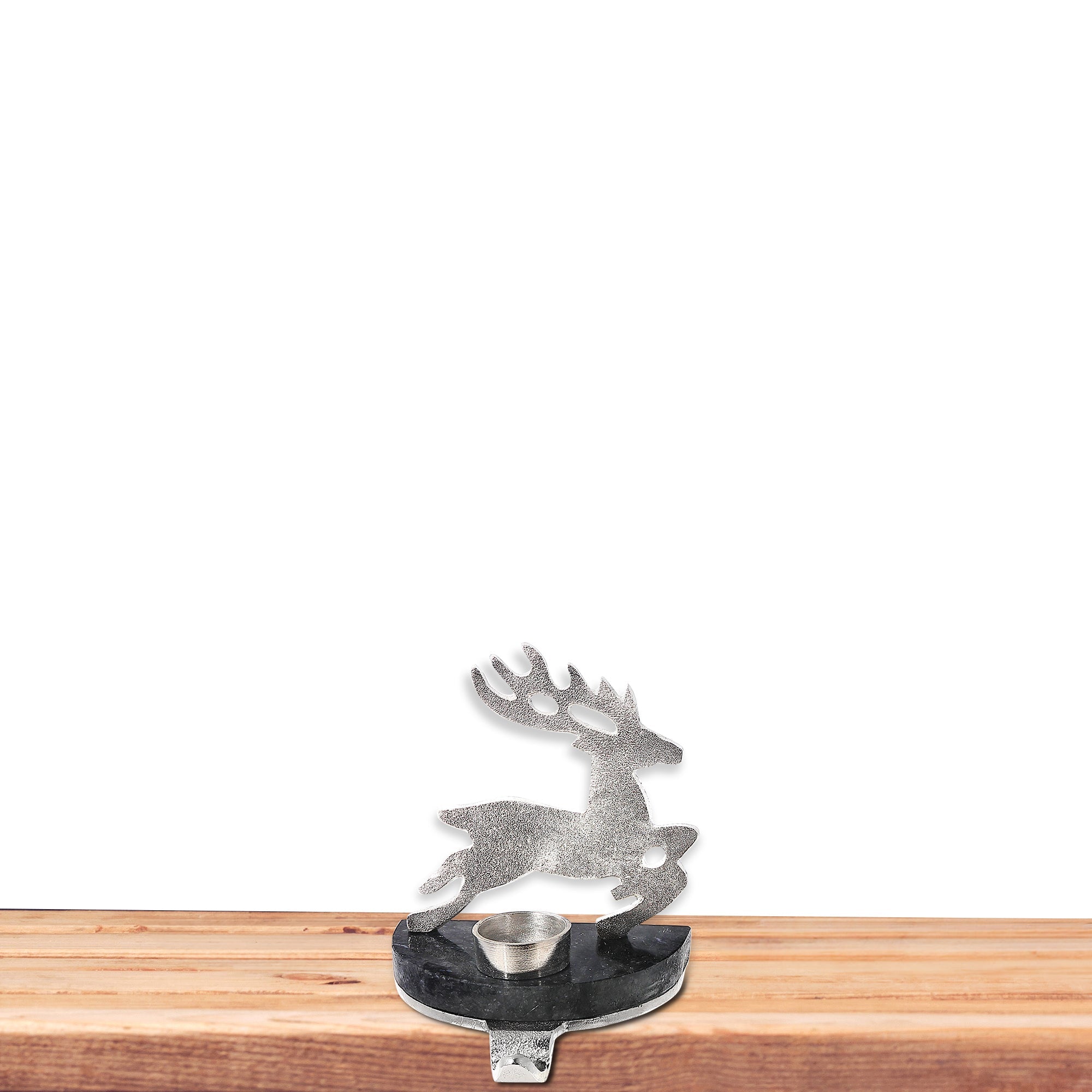 Christmas Reindeer Tealight Stocking Holder Silver, Holiday Table Decor, Festive Accent