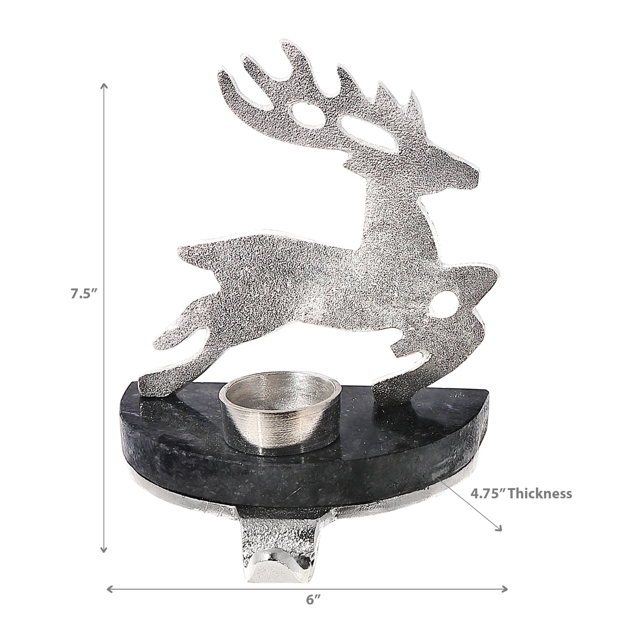 Christmas Reindeer Tealight Stocking Holder Silver, Holiday Table Decor, Festive Accent