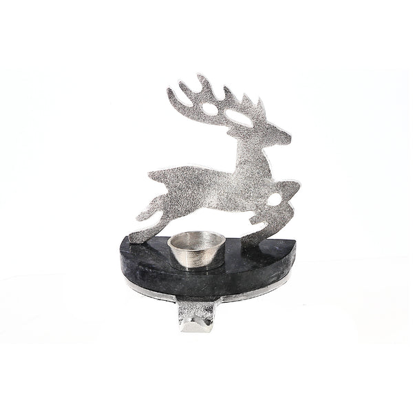 Christmas Reindeer With Tealight Stocking Holder (Silver)