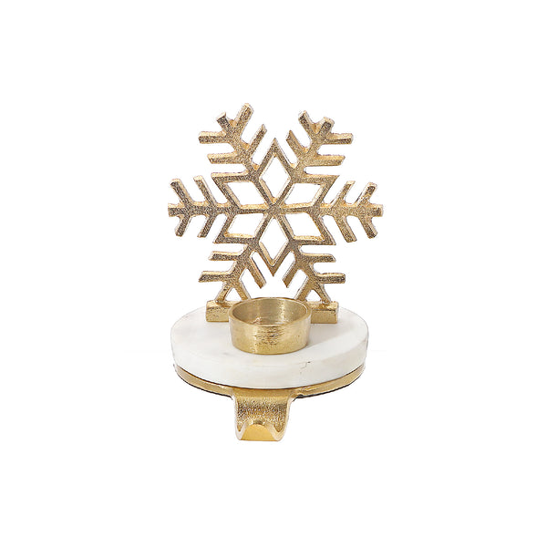 Christmas Snowflake With Tealight Stocking Holder (Gold)