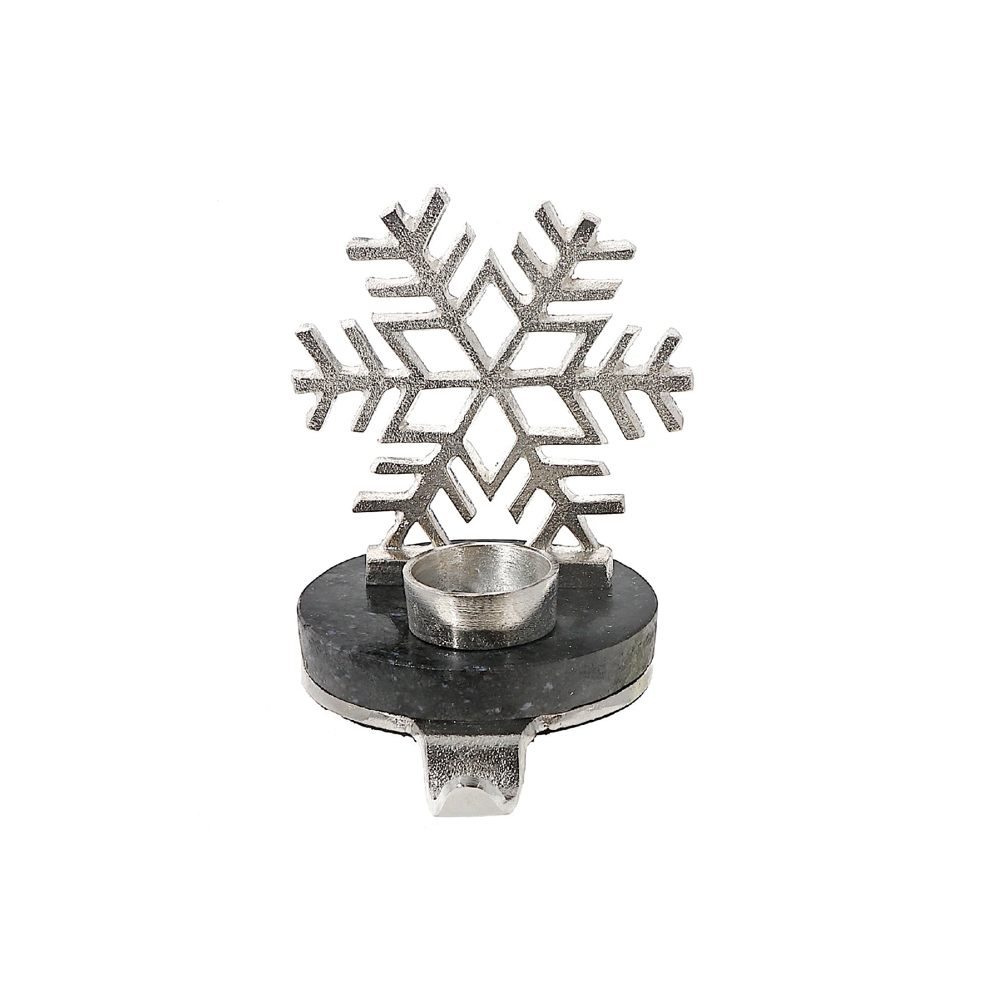 Christmas Snowflake Tealight Stocking Holder Silver, Holiday Table Decor, Festive Accent