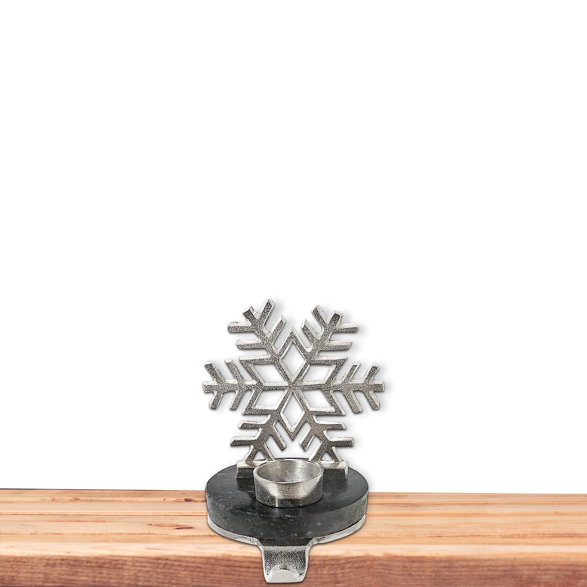 Christmas Snowflake Tealight Stocking Holder Silver, Holiday Table Decor, Festive Accent
