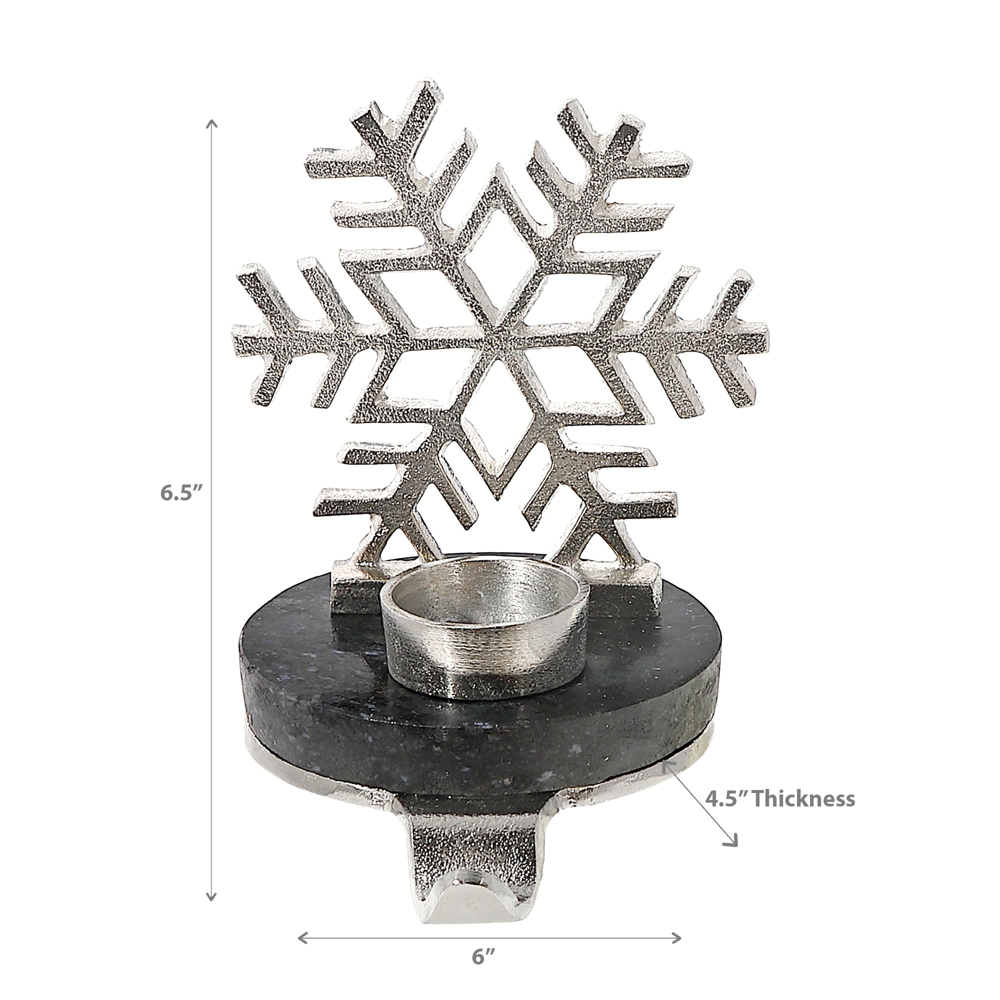Christmas Snowflake Tealight Stocking Holder Silver, Holiday Table Decor, Festive Accent