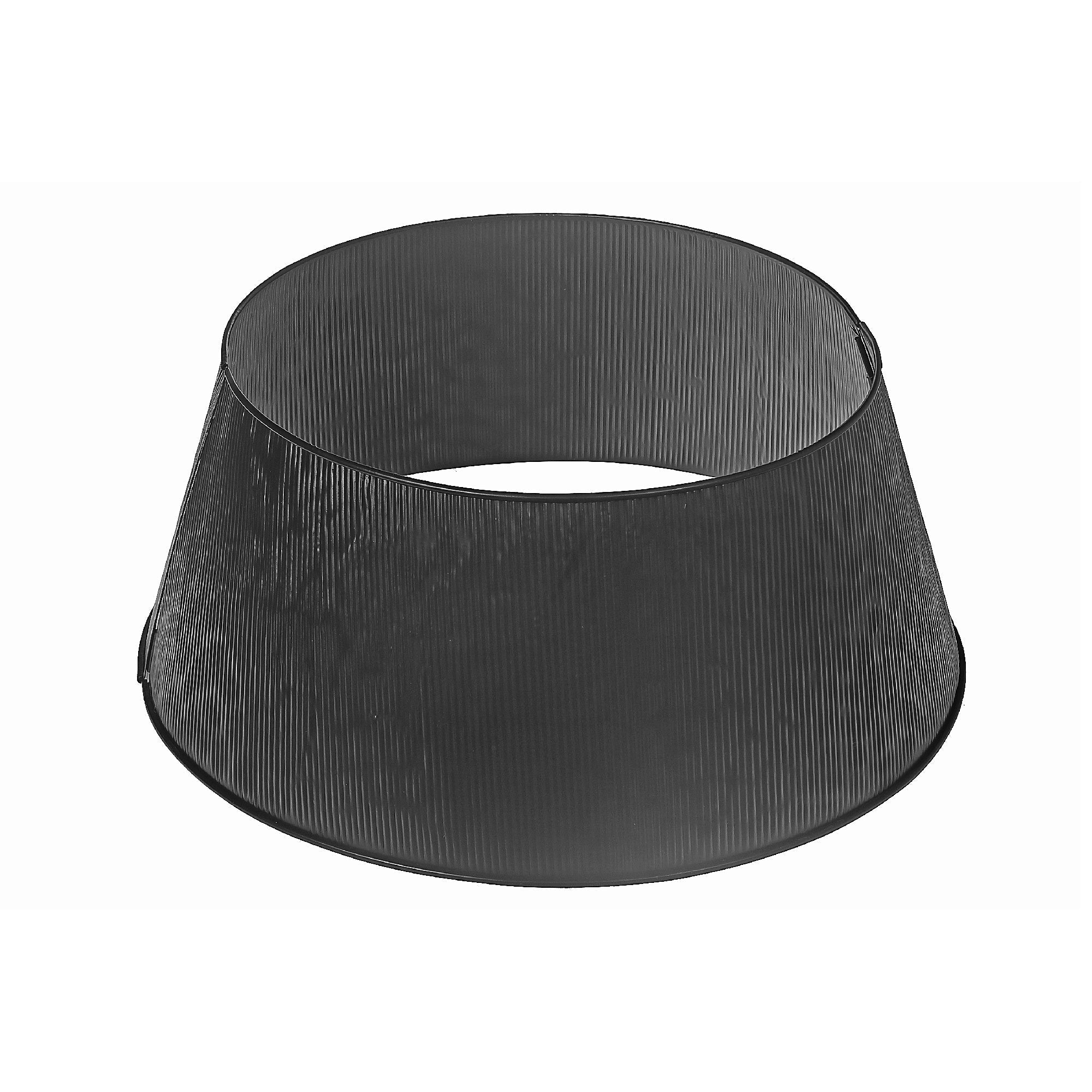 Black Metal Christmas Tree Collar with Stripe – Tree Base Cover, Holiday Decor