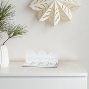 White Metal Running Deer with Four Tealight Candle Holder, Christmas Decor, Holiday Table Centerpiece, Festive Accent
