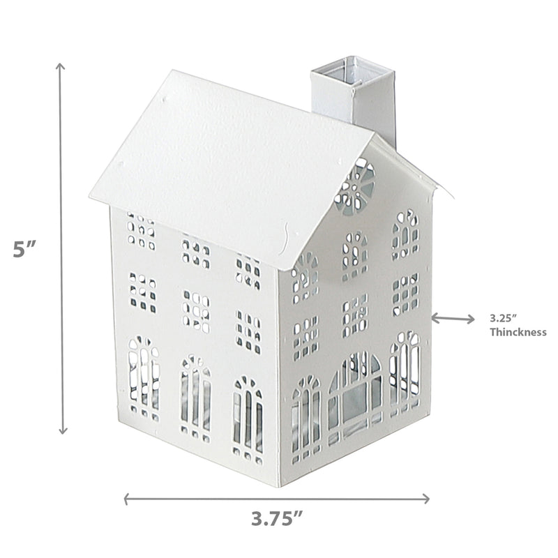 White Metal House Tealight Holder (Large)