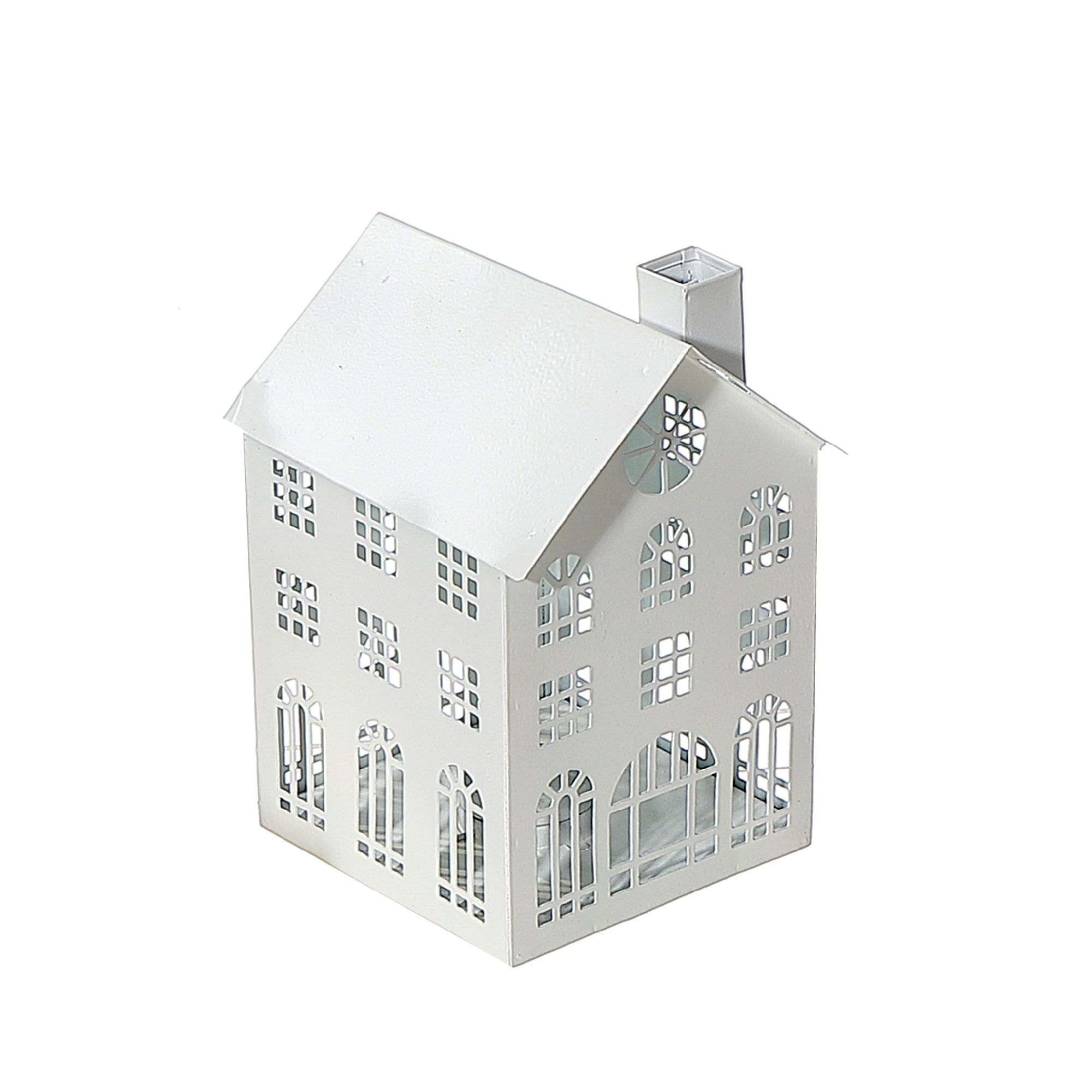 Large White Metal House Tealight Holder, Christmas Decor, Holiday Candle Accent, Festive Table Decor