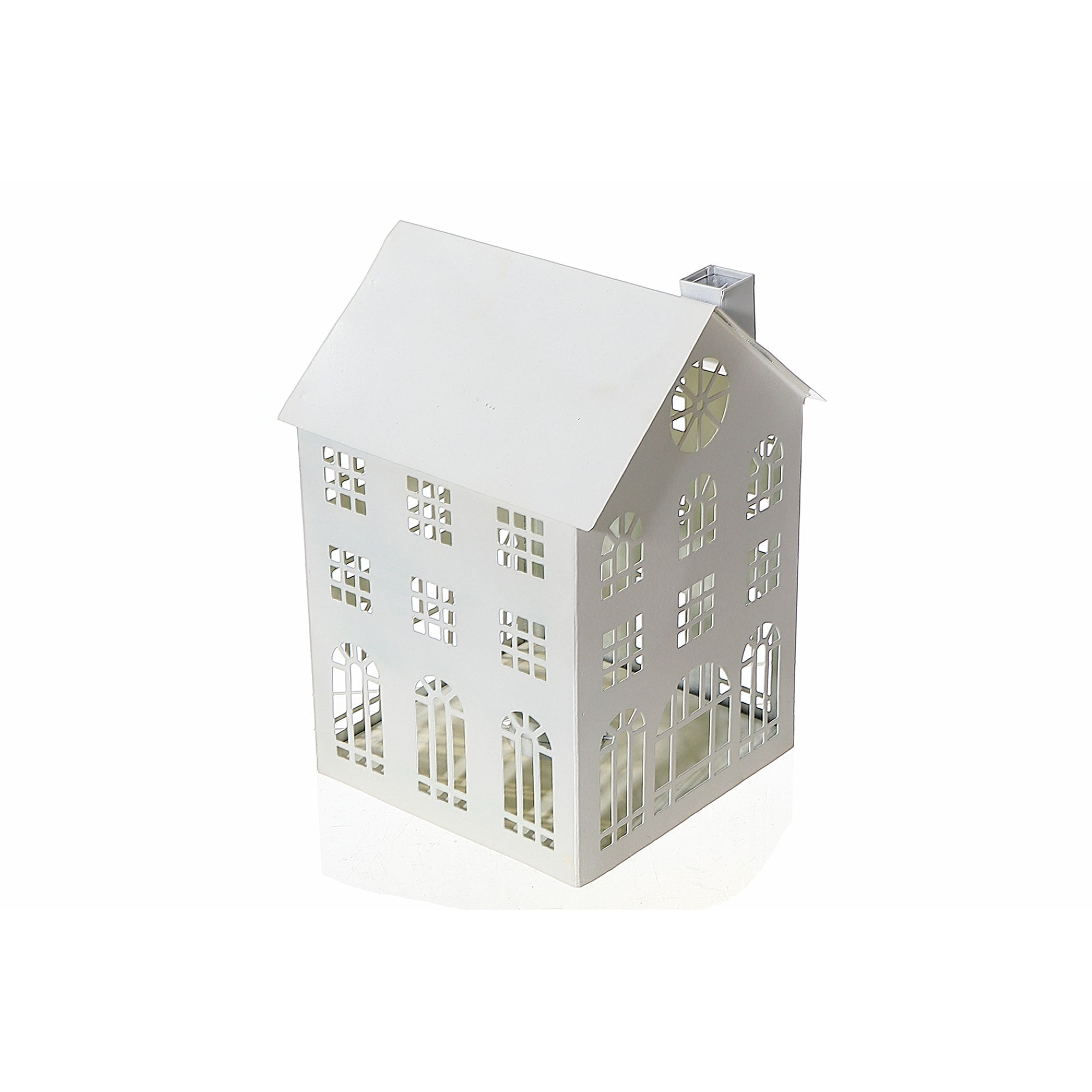 Medium White Metal House Tealight Holder, Christmas Decor, Holiday Candle Holder, Festive Table Accent
