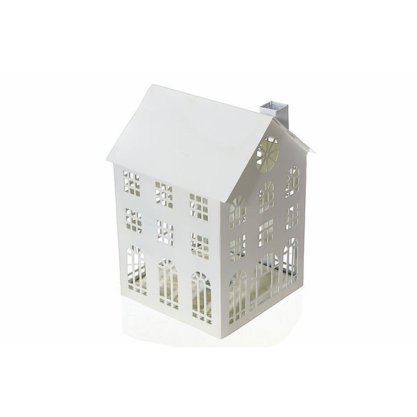 White Metal House Tealight Holder (Medium)