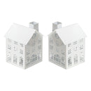 White Metal House Tealight Holder (Small) - Set of 2