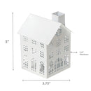 White Metal House Tealight Holder (Small) - Set of 2