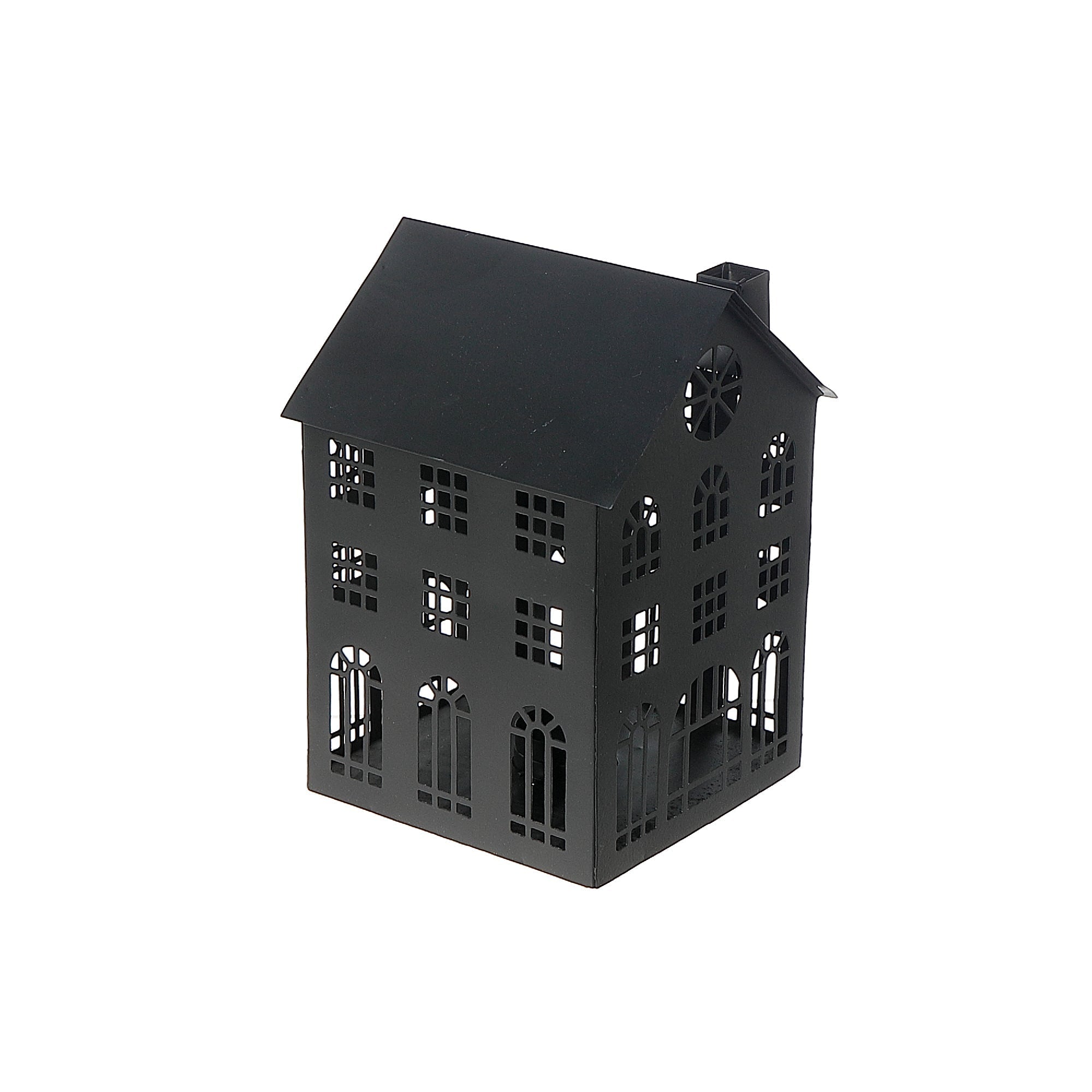 Large Black Metal House Tealight Holder, Christmas Decor, Holiday Candle Accent, Festive Table Decor