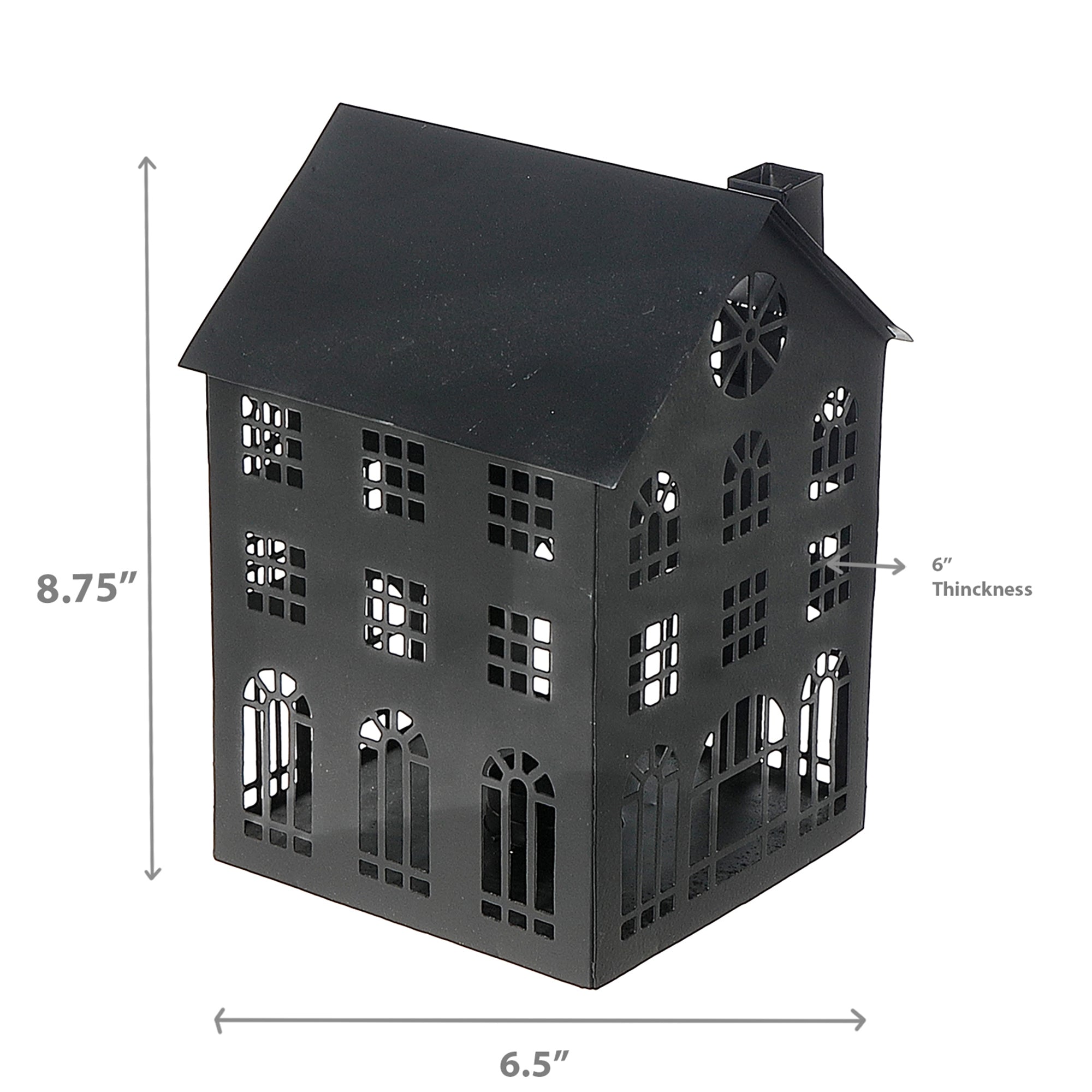 Large Black Metal House Tealight Holder, Christmas Decor, Holiday Candle Accent, Festive Table Decor