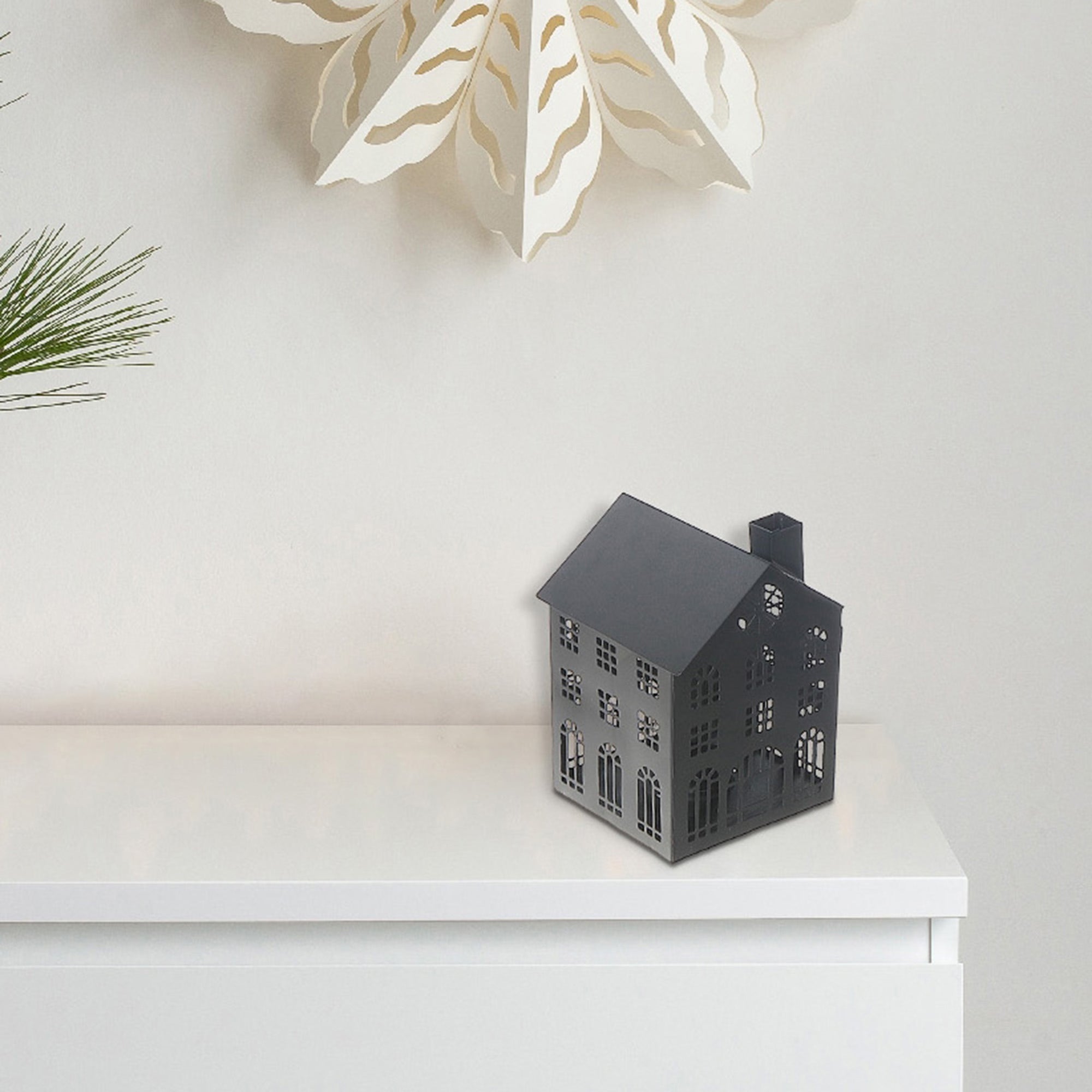 Medium Black Metal House Tealight Holder, Christmas Decor, Holiday Candle Holder, Festive Table Accent